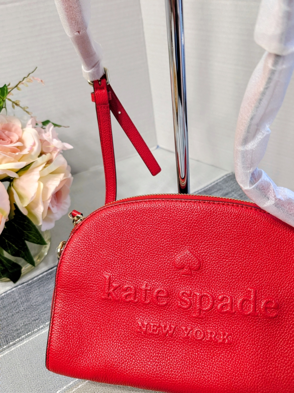 kate spade Red Pebbled Leather Dome Crossbody